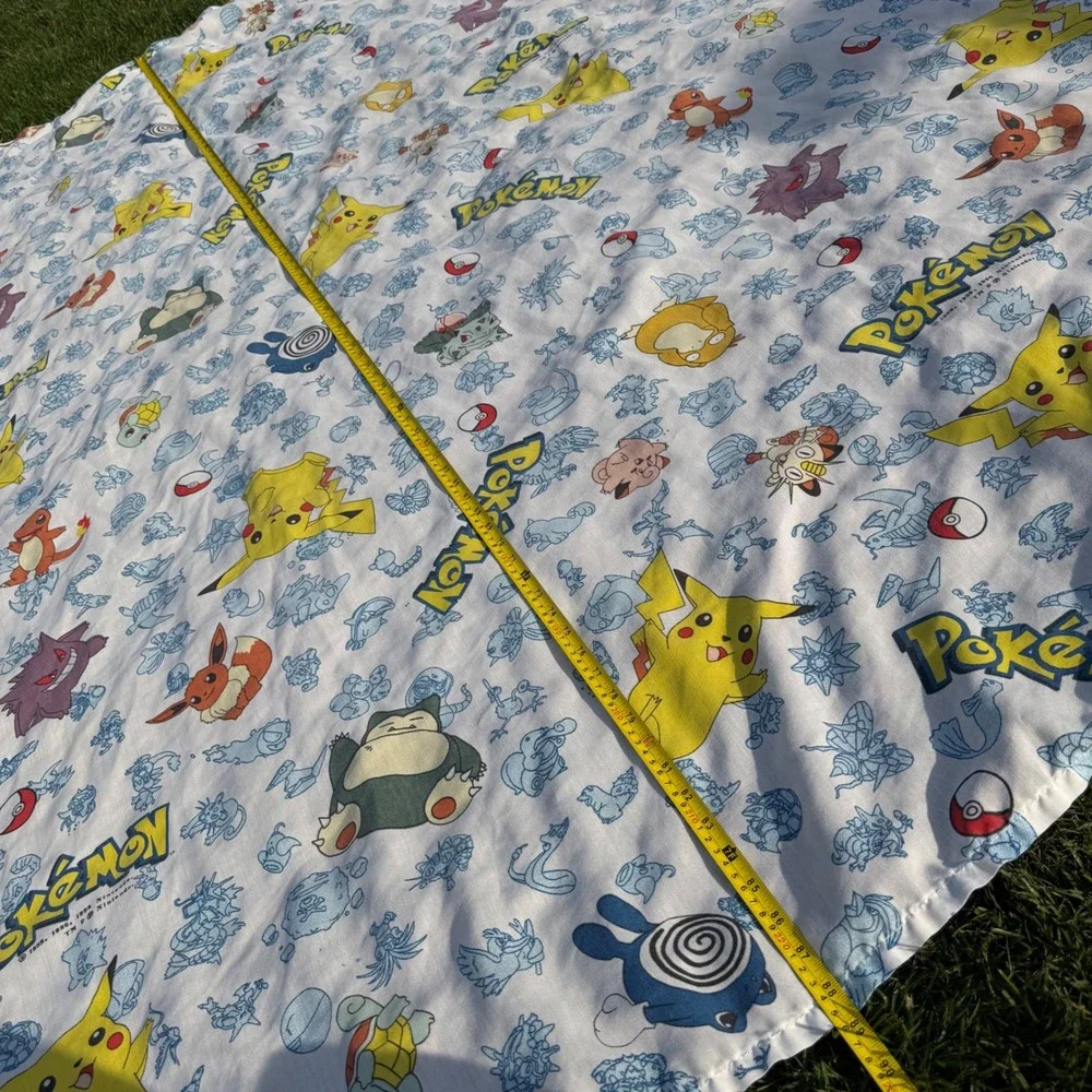 Vintage 1998 Pokemon Twin Flat Sheet Pikachu Gengar Eevee booth table cover USA